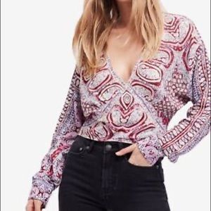 NWT free people printed wild and free blouse
